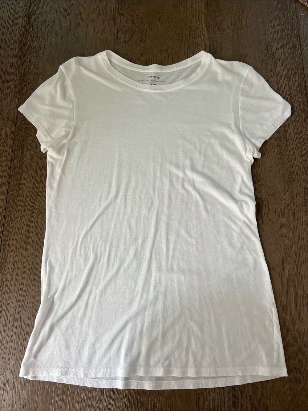 ❤️ Vince 50% Pima White Short Sleeve Crew Neck Tee